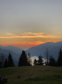 Scenic view of landscape against sky during sunset