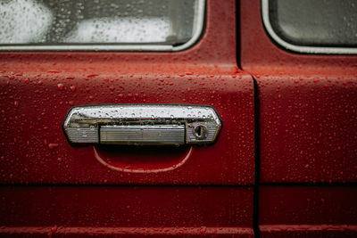 Close-up of wet car window
