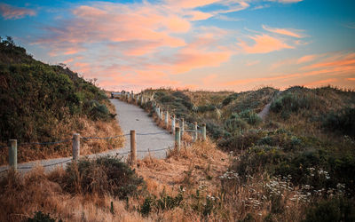 Scenic view of landscape against sky during sunset