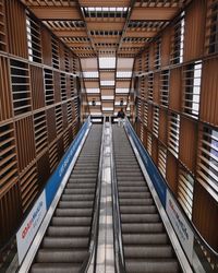 Low angle view of escalator in building