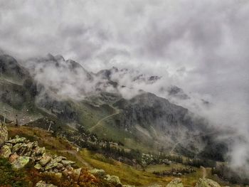 Scenic view of mountains against sky