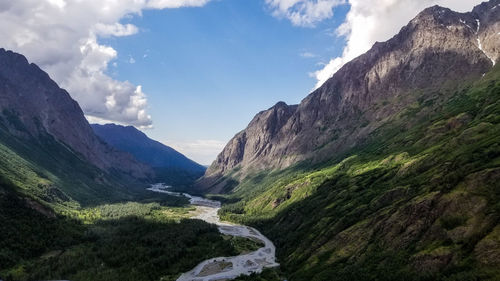 Scenic view of mountains against sky