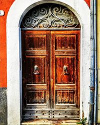 Closed wooden door