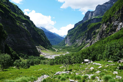 Scenic view of mountains against sky