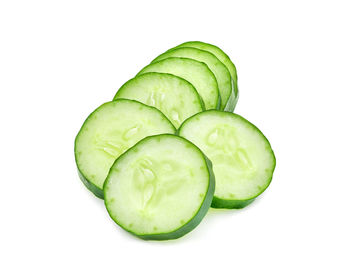 Close-up of green pepper against white background