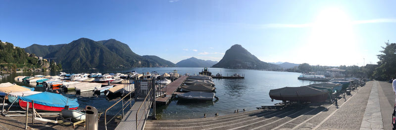 Panoramic view of sea against clear sky