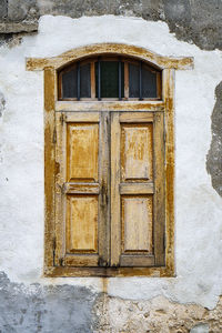 Closed door of old building