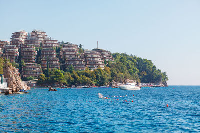 Scenic view of sea against clear sky