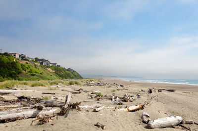 Scenic view of beach against sky