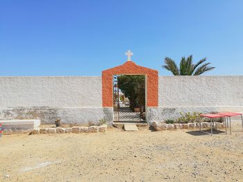 Built structure against clear blue sky