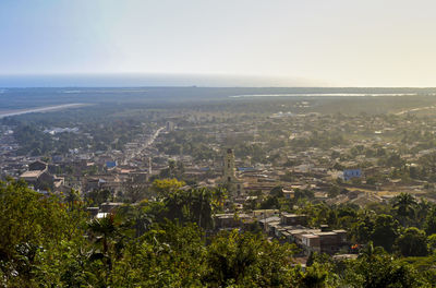 High angle view of townscape against sky