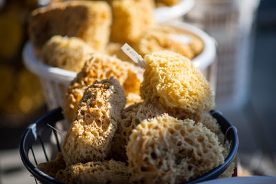 Close-up of bread in bowls