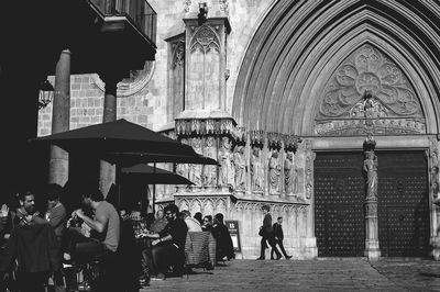Group of people in front of building