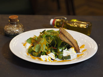 Close-up of food served in plate