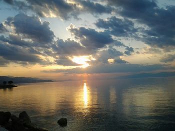 Scenic view of sea at sunset