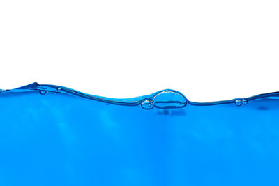 Close-up of wet blue against white background