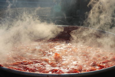 Close-up of cooking on barbecue grill