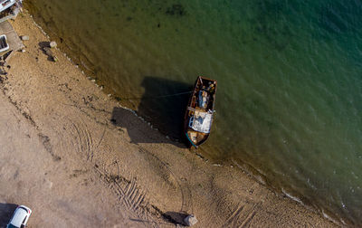 High angle view of boat in sea