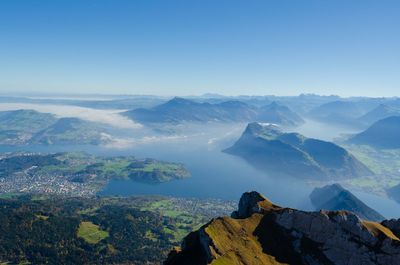 Scenic view of mountains against clear sky