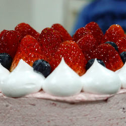 Close-up of strawberry cake