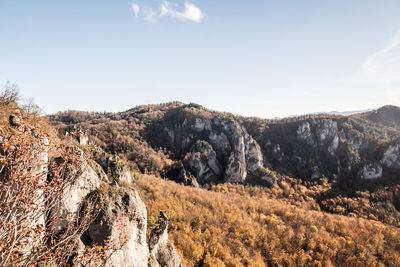 Panoramic view of landscape and mountains against sky