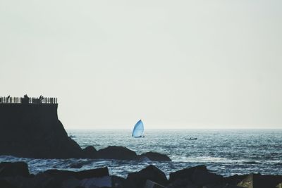 Scenic view of sea and clear sky