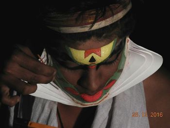 Close-up of man wearing mask