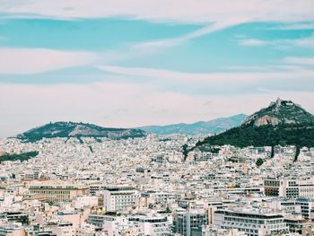 View of athens with mount lycabettus in the distance