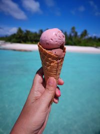 Hand holding ice cream cone