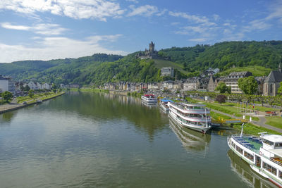 Scenery around cochem, a town at moselle river in rhineland-palatinate, germany, at summer time