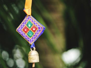 Close-up of decoration hanging outdoors