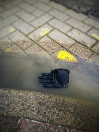 High angle view of wet street