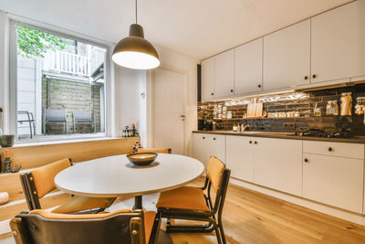 View of dining table at modern home