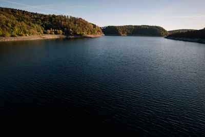 Scenic view of lake against clear sky