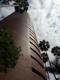 Low angle view of palm tree against sky