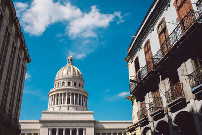 Low angle view of buildings against sky