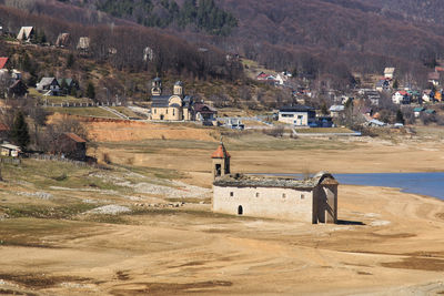 Submerged church of st nicholas by mavrovo lake