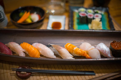 High angle view of vegetables on table