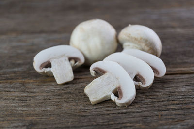 Close-up of mushrooms on table