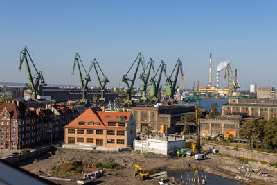 Panoramic view of buildings against sky in city