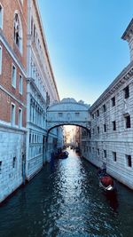 Canal passing through city buildings