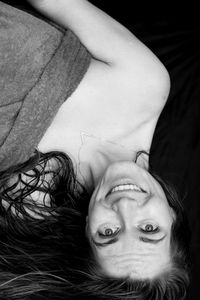 Portrait of young woman upside down 