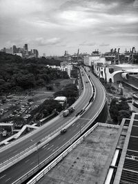 High angle view of city street