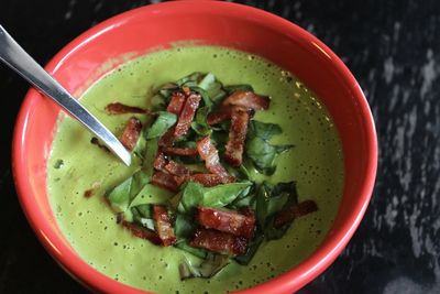 High angle view of food in bowl