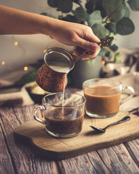 Close-up of coffee cup on table