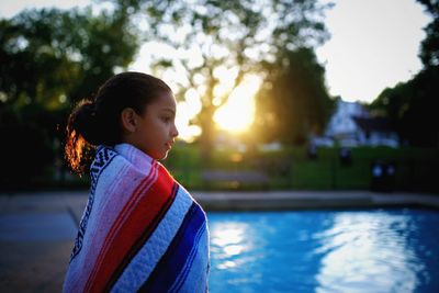 Woman looking at sunset