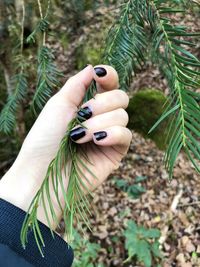 Midsection of woman holding plant