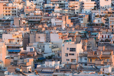 High angle view of buildings in city