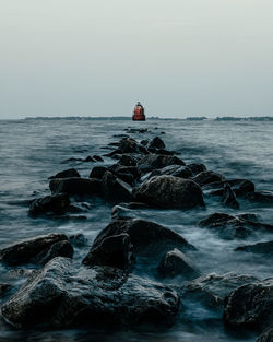 Scenic view of sea against clear sky