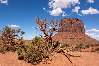 Rock formations on landscape against sky